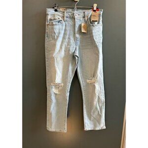 NWT Levis 90sWedgie Straight High Rise Distressed Light Wash Jeans Womens 32x28